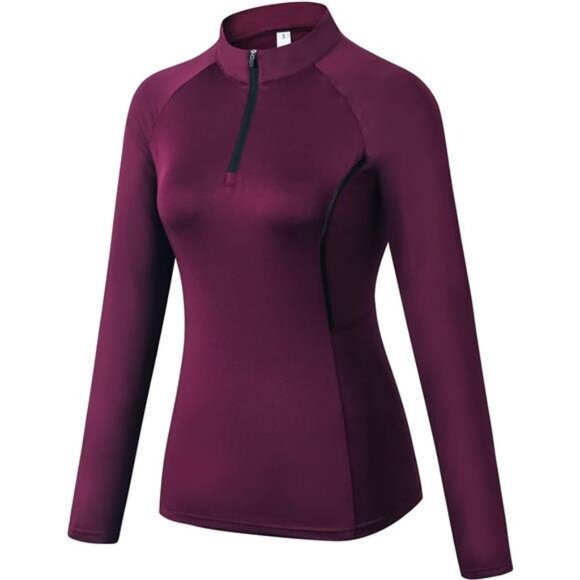 Womens Athletic Tops Long Sleeve Quick Dry UPF 50+ Soft Quarter Zip Pullover - Picture 1 of 8